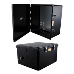 18x16x10聚碳酸酯防风雨户外IP66 NEMA 4X外壳，120 VAC 安装板，黑色的图片