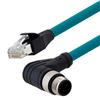 Category 5e M12 4 Position D code Double Shielded Industrial Cable, Right Angle M12 M / RJ45, 0.5m的图片