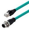 超6类M12 8针X编码SF/UTP工业级拖链线缆，面板安装型M12母头/RJ45公头，2米的图片