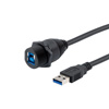 防水型USB3.0线缆组件，IP67面板安装B型母头/标准A型公头，30/24AWG，PVC黑色护套，1米的图片